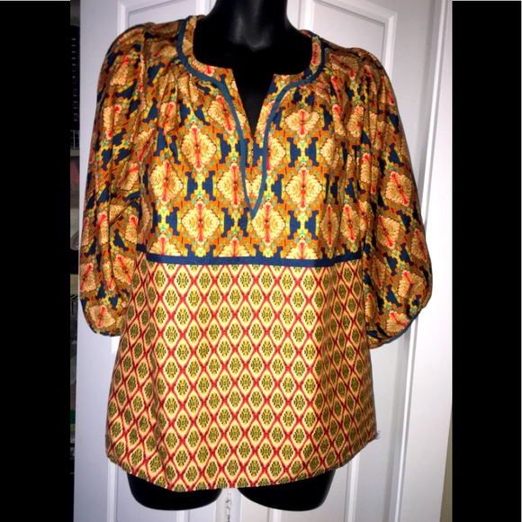 🌾 Vibrant peasant blouse 3/4 sleeve - Picture 2 of 6